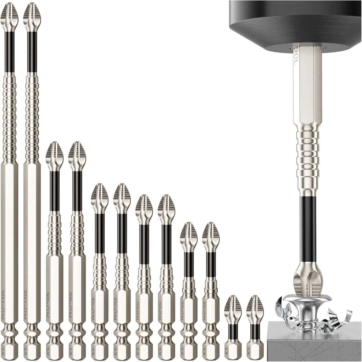 Magnetic Screwdriver Bit Set - 9 Piece Impact-Resistant S2 Steel Bits
